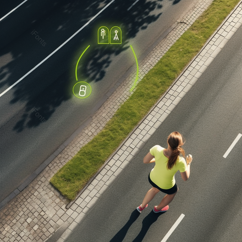 年轻女子在大街上跑着数据可视显示特效摄影,高清,摄影图,摄影图片,图片大全,摄影图免费下载